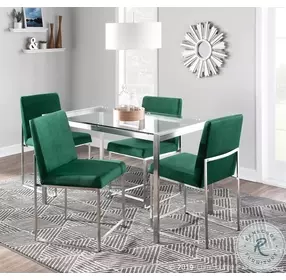Fuji Green High Back Velvet And Brushed Stainless Steel Dining Chair Set Of 2