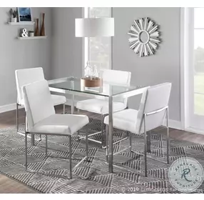 Fuji White High Back Velvet And Brushed Stainless Steel Dining Chair Set Of 2