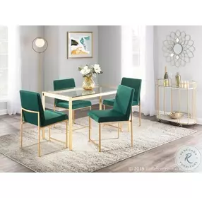 Fuji Green High Back Velvet And Gold Metal Dining Chair Set Of 2