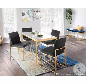 Fuji Black High Back Velvet And Gold Metal Dining Chair Set Of 2
