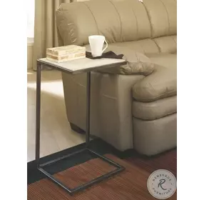 Modern Basics Natural Travertine And Grey Accent Table