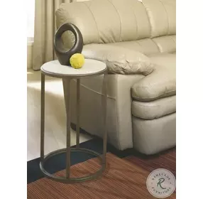 Modern Basics Natural Travertine And Grey Round End Table