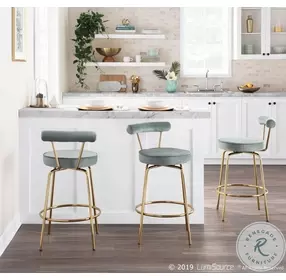 Rhonda Sage Green Velvet Counter Height Stool Set Of 2