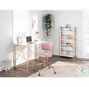 Tania Gold Metal And Pink Velvet Swivel Task Chair