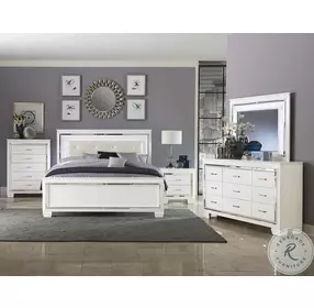 Allura White Full Upholstered Panel Bed