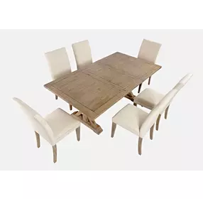 Carlyle Crossing Medium Brown Upholstered 7 Piece Dining Set