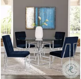 Starlight Chrome 54" Glass Top Round Dining Table