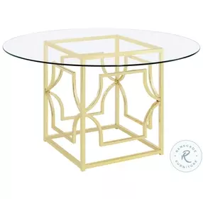 Starlight Brass 54" Glass Top Round Dining Room Set