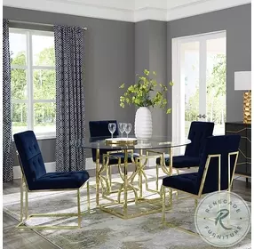 Starlight Brass 54" Glass Top Round Dining Table
