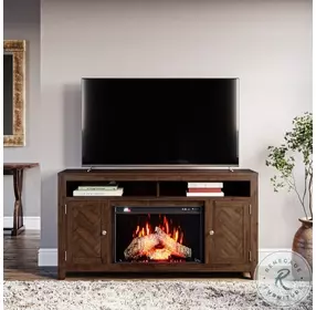 Fairview Oak Dark Brown 60" TV Stand with Electric Fireplace