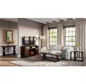 Fairview Oak Dark Brown TV Stand with Electric Fireplace