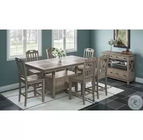 Prescott Park Weathered Oak Storage Adjustable Height Extendable Dining Table