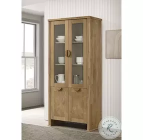 Adina Distressed Light Brown 77" Tall Display Cabinet