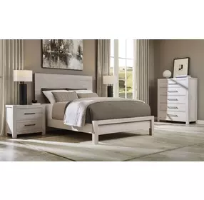 Joinery Washed White Oak King Plank Panel Bed