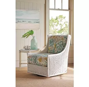 Ocean Breeze Preston Blue Upholstered Swivel Chair