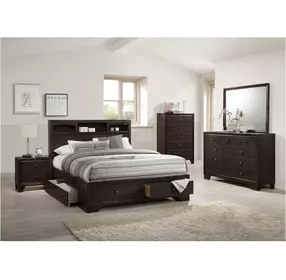 Madison II Espresso Queen Bookcase and Storage Bed