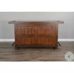 Golden Hearth Medium Brown 78" Farmhouse Wood Home Bar