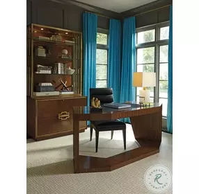 Aventura Onyx Black And Warm Chestnut Paragon Angled Brown Writing Table