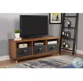 Belham Dark Walnut And Black 3 Drawer TV Stand