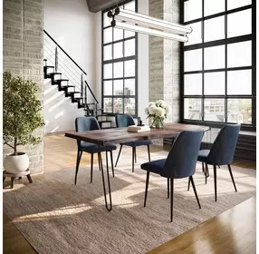 Nature's Edge Slate and Blueberry Upholstered 5 Piece Dining Set