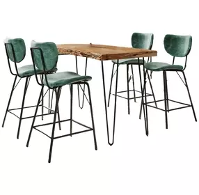 Nature's Edge Natural and Jade Upholstered 5 Piece Counter Height Dining Set
