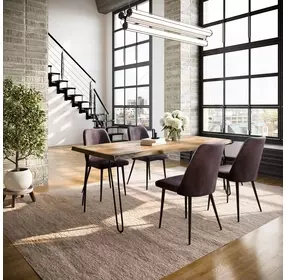 Nature's Edge Natural and Dark Brown Upholstered 5 Piece Dining Set