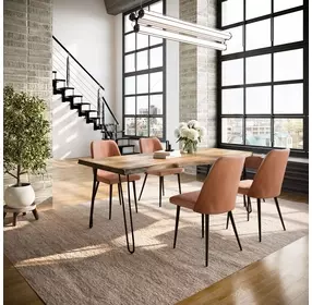 Nature's Edge Natural and Light Brown Upholstered 5 Piece Dining Set