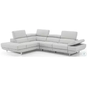 The Annalaise Silver Gray Italian Leather Reclining LAF Sectional
