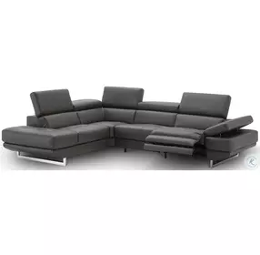 The Annalaise Dark Gray Italian Leather Reclining LAF Sectional