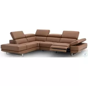 The Annalaise Caramel Italian Leather Reclining LAF Sectional
