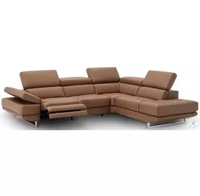 The Annalaise Caramel Italian Leather Reclining RAF Sectional