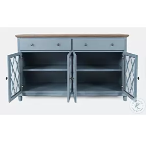 Aurora Hills Brushed Blue 4 Door Accent Cabinet
