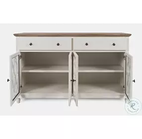 Aurora Hills Brushed White 4 Door Accent Cabinet