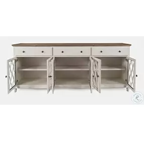 Aurora Hills Brushed White 6 Door Accent Cabinet