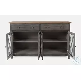 Aurora Hills Brushed Grey 4 Door Accent Cabinet