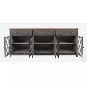 Aurora Hills Brushed Grey 6 Door Accent Cabinet