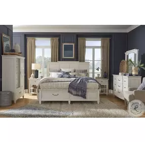 Willowbrook Egg Shell White King Panel Storage Bed