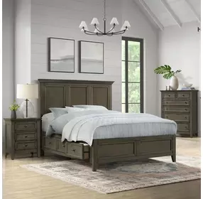 San Mateo Gray King Storage Panel Bed