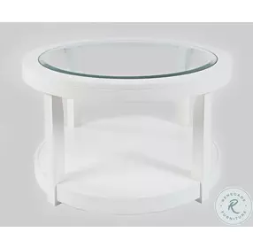 Urban Icon White Round Glass Inlay Occasional Table Set