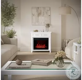Urban Icon White 32" TV Stand with Electric Fireplace