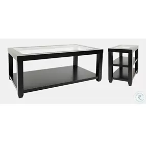 Urban Icon Black Glass Inlay Chairside Table