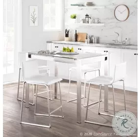 Mara White And Stainless Steel Counter Height Stool Set Of 2