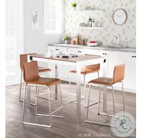 Mara Camel And Stainless Steel Counter Height Stool Set Of 2