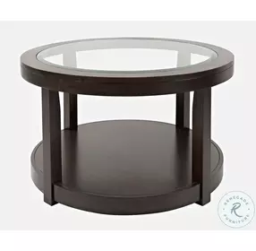 Urban Icon Merlot Round Glass Inlay Cocktail Table