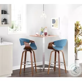 Curvo Blue 30" Bar Stool Set Of 2