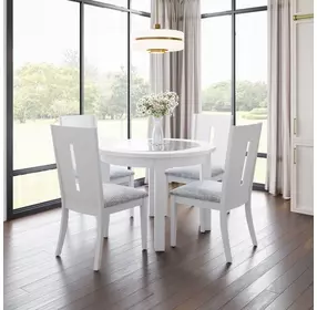 Urban Icon White and Gray Upholstered 5 Piece Dining Set