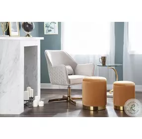 Diana Gold Metal And Cream Velvet Swivel Lounge Chair