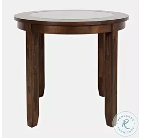 Urban Icon Merlot Round Glass Inlay Counter Height Dining Room Set