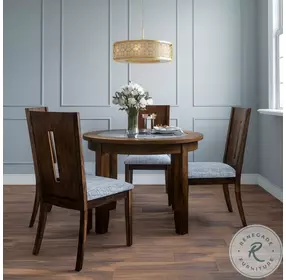 Urban Icon Merlot Round Glass Inlay Dining Table