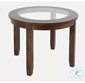 Urban Icon Merlot Round Glass Inlay Dining Room Set